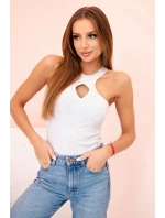 Dámská model 21217857 blůza s výřezem a ozdobnou sponou šedá - K-Fashion