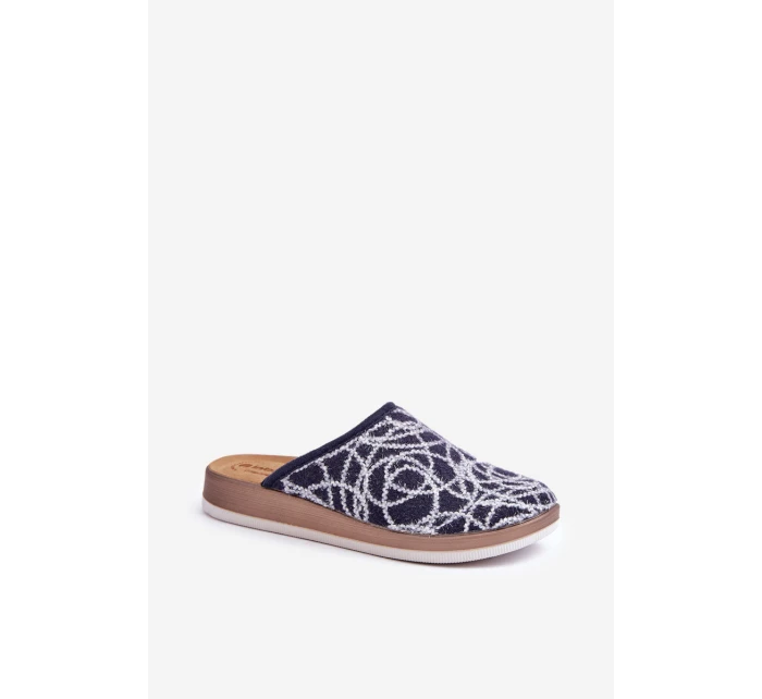 Lesklé dámské pantofle model 21681281 tmavě modré - Inblu