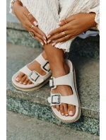 Dámské Semišové Pantofle S Přezkami Béžové D.Franklin DFSH405001