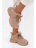 Dámské sportovní tenisky s dvojitým šněrováním béžové model 21710167 - Boto Dámské sportovní tenisky s dvojitým šněrováním béžové model 21710167 - Boto