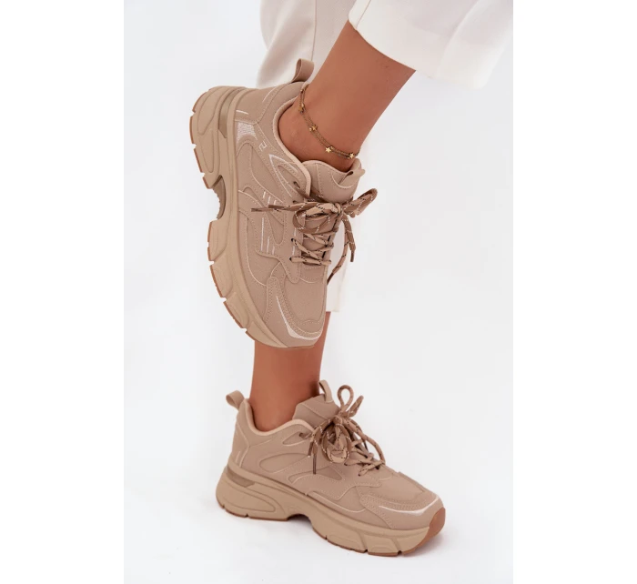 Dámské sportovní tenisky s dvojitým šněrováním béžové model 21710167 - Boto Dámské sportovní tenisky s dvojitým šněrováním béžové model 21710167 - Boto