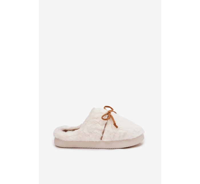 Kožešinové s mašlí ecru model 21772506 - Boto