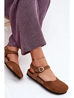 Kožené Semišové Dámské Sandály S Uzavřenými Prsty Maciejka H7365-02 Hnědé