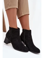 Dámské botky na sloupku z eko semiše – černé Marilou Dámské botky na sloupku z eko semiše – černé Marilou