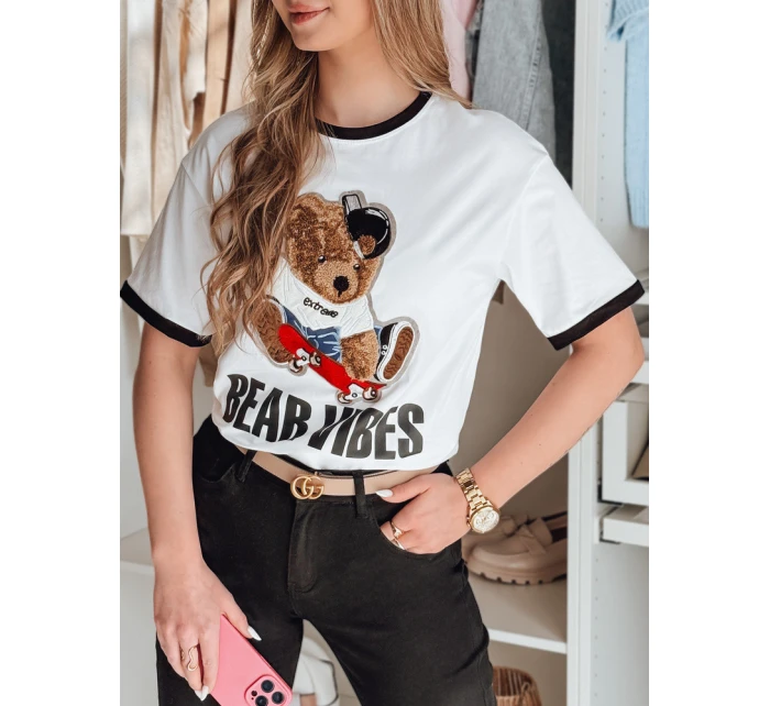Dámské oversize tričko s výšivkou medvídka MISIONISTA white FashionStreet RY2852