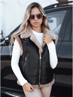 Dámská kožená vesta s ovčí kůží černá FashionStreet TY5251