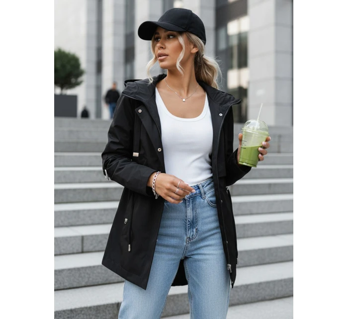 Dámská přechodná bunda s kapucí černá FashionStreet TY5626