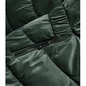 Zelená krátká lesklá dámská bunda (B8090-10) Zelená krátká lesklá dámská bunda (B8090-10)