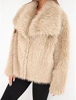 Krátká dámská model 22550884 bunda s velkým límcem camel - K-Fashion Krátká dámská model 22550884 bunda s velkým límcem camel - K-Fashion