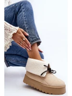 Sněhule na platformě s kožešinou světle béžové model 21644734 - Boto
