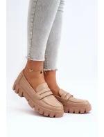 Dámské mokasíny z ekologické kůže béžové model 21649247 - VINCEZA