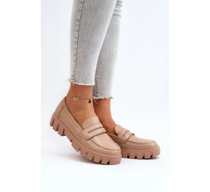Dámské mokasíny z ekologické kůže béžové model 21649247 - VINCEZA