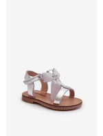 Dětské sandálky S Mašlí Na suchý zip Stříbrné Joratia