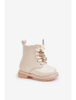 Zateplené dětské boty s medvídkem na zip béžové model 21678623 - Boto Zateplené dětské boty s medvídkem na zip béžové model 21678623 - Boto