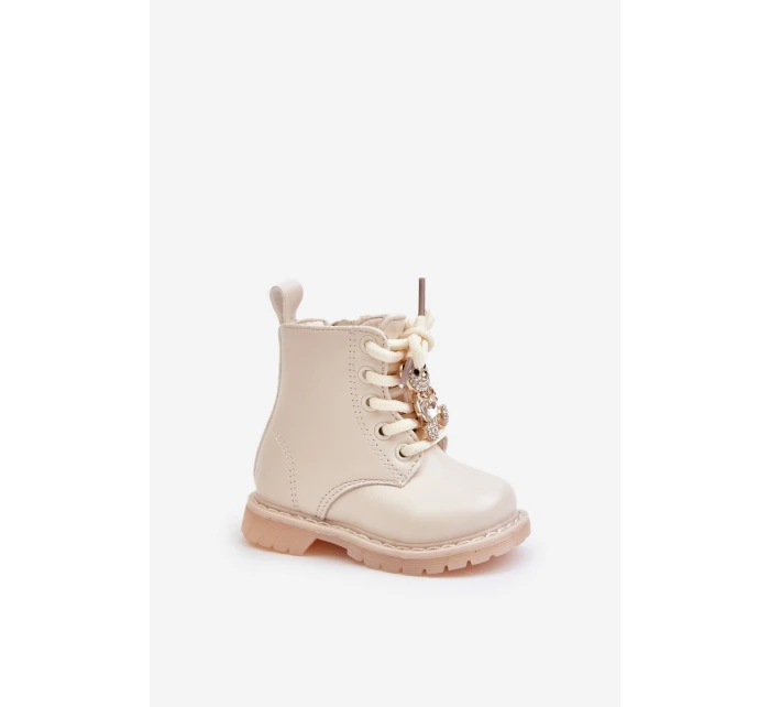 Zateplené dětské boty s medvídkem na zip béžové model 21678623 - Boto Zateplené dětské boty s medvídkem na zip béžové model 21678623 - Boto