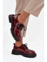 Lakované kožené dámské polobotky s přezkami Artiker 57C0336 bordó