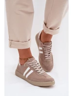 Zazoo N1068 Kožené Nízké Dámské Tenisky Tmavě Béžové
