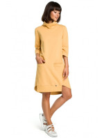 model 18001841 Asymetrické šaty s hlubokým výstřihem žluté - BeWear