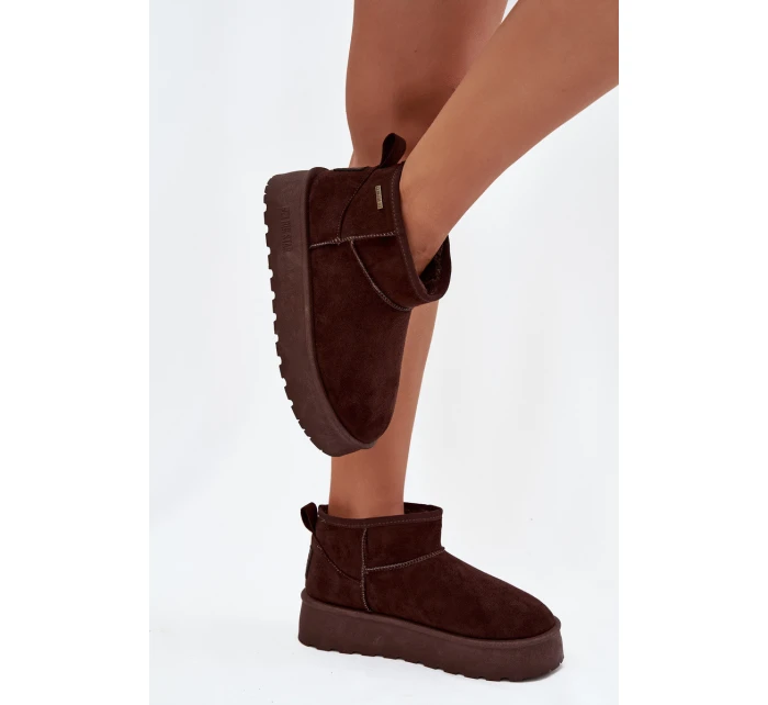 Dámské nízké sněhule na platformě Big Star – čokoládové