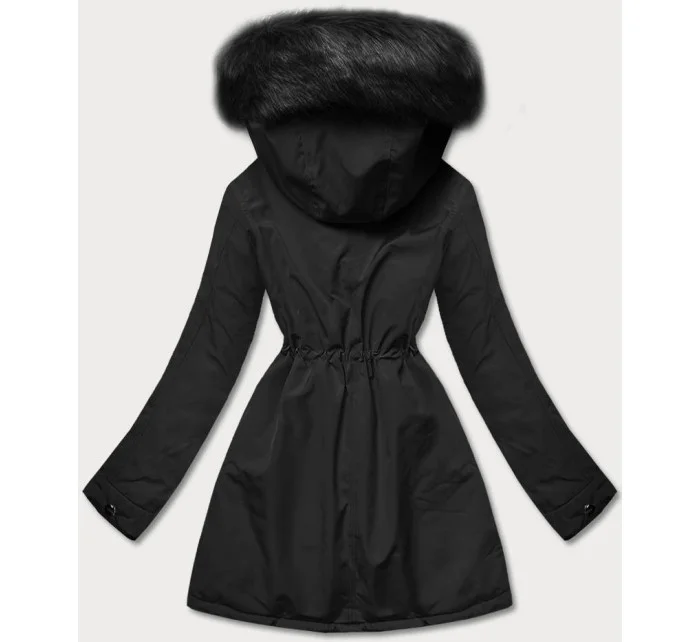 Černá/khaki teplá oboustranná dámská zimní bunda (w610)