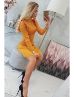 Přiléhavé svetrové šaty s knoflíky hořčicové barvy Přiléhavé svetrové šaty s knoflíky hořčicové barvy