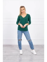 Halenka s výstřihem do V zelená