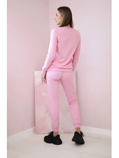 Dámská bavlněná souprava s ozdobným srdíčkem bonbónově růžová