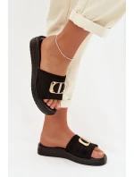 Dámské pantofle se zlatým detailem Černé model 22027948 - Boto