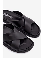 Kožené pánské pantofle Big Star model 22064034 Černé - Big Star Shoes Kožené pánské pantofle Big Star model 22064034 Černé - Big Star Shoes