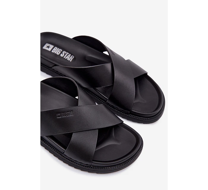 Kožené pánské pantofle Big Star model 22064034 Černé - Big Star Shoes Kožené pánské pantofle Big Star model 22064034 Černé - Big Star Shoes