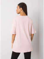 Světle růžové dámské tričko s potiskem Margaret RUE PARIS