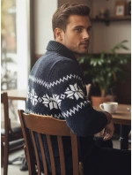 Pánský tmavě modrý svetr FashionStreet WX2272