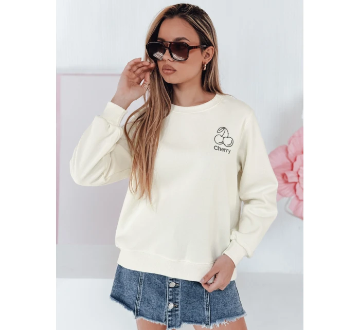 Dámská oversize mikina s výšivkou CHERSOFT ecru FashionStreet BY1400