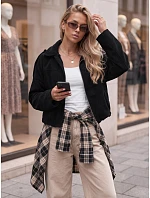 Dámská krátká černá kordurová bunda FashionStreet TY6021 Dámská krátká černá kordurová bunda FashionStreet TY6021