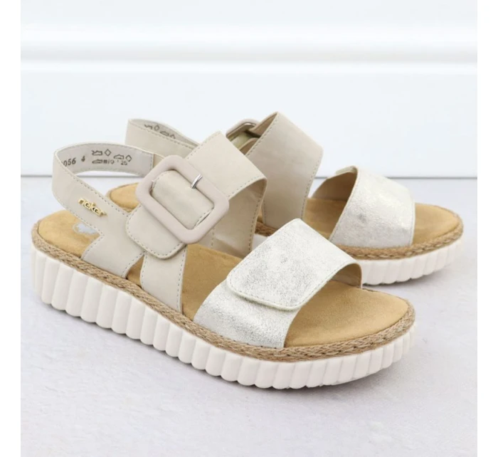 Dámské sandály na podpatku béžové model 21904791 - Rieker