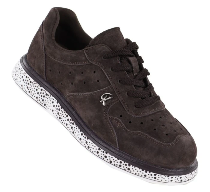 Dámské semišové hnědé kožené polobotky Vinceza 66903