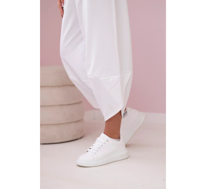 Bavlněná mikina kalhoty set bílý