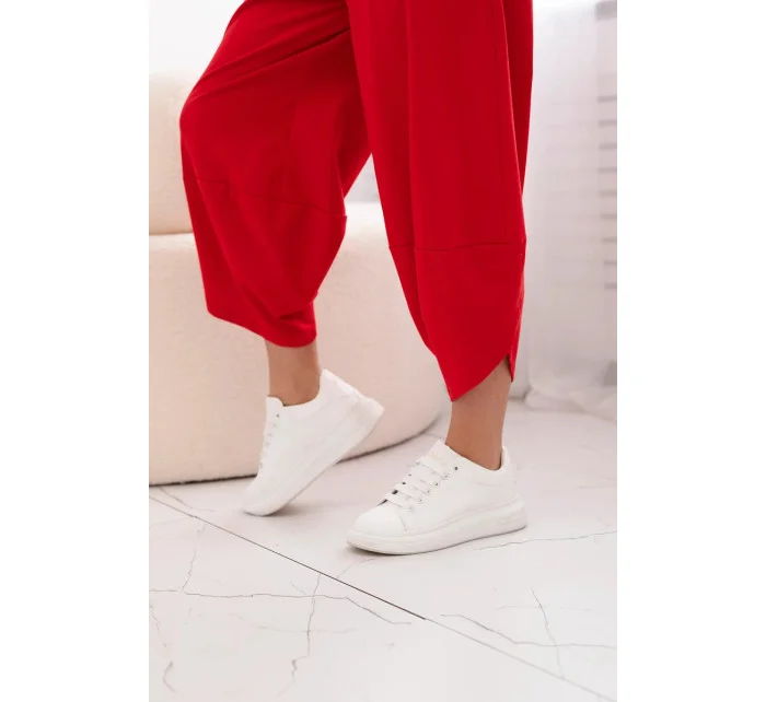 Bavlněný komplet halenka + kalhoty červený Bavlněný komplet halenka + kalhoty červený