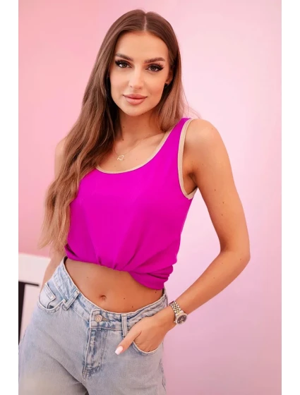 Dámská halenka na ramínka s ozdobným lemem tmavě fialová