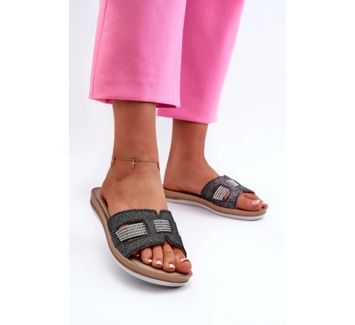 Pohodlné Lesklé Dámské Žabky model 21664627 Černé - Inblu