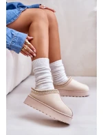 Dámské Sněhule Na Platformě Zateplené Kožešinou Světle Béžové model 21672211 - Boto Dámské Sněhule Na Platformě Zateplené Kožešinou Světle Béžové model 21672211 - Boto