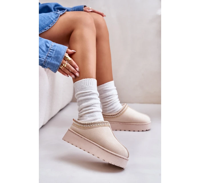 Dámské Sněhule Na Platformě Zateplené Kožešinou Světle Béžové model 21672211 - Boto Dámské Sněhule Na Platformě Zateplené Kožešinou Světle Béžové model 21672211 - Boto