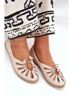 Ploché baleríny z přírodní kůže model 21686523 béžové - Zazoo