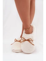 Kožešinové s mašlí ecru model 21772506 - Boto