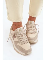 Kožené Semišové Dámské Tenisky Na Platformě  Béžové model 22073057 - VINCEZA