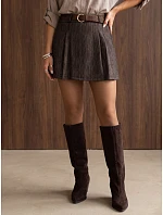 Dámské sukně-šortky s páskem, hnědé, FashionStreet CY0517