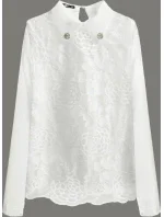 Elegantní halenka v barvě ecru s límečkem model 15496848 - LJR