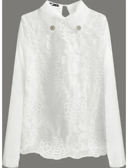 Elegantní halenka v barvě ecru s límečkem model 15496848 - LJR