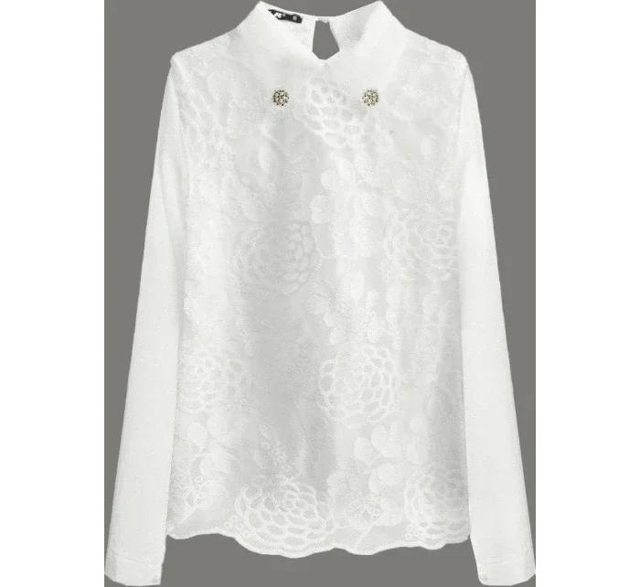 Elegantní halenka v barvě ecru s límečkem model 15496848 - LJR