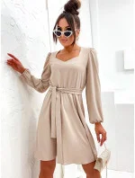 Elegantní béžové šaty s spodní částí model 19764115 - Moon